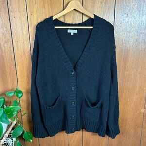 J. Crew Black Knit Button Front Cardigan Sweater Size Medium